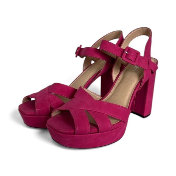 Limelight Hot Pink Amaris Chunky Platform Sandals Heels Size 10 Barbiecore Y2K - Picture 1 of 11